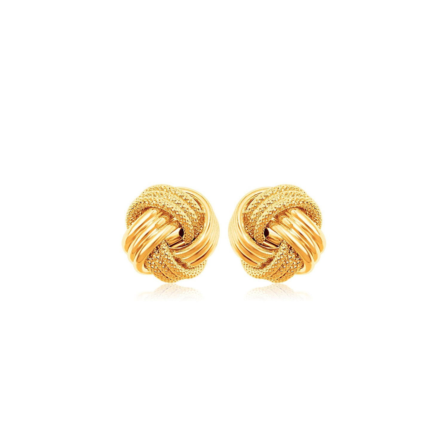 10k Yellow Gold Love Knot with Ridge Texture Earrings